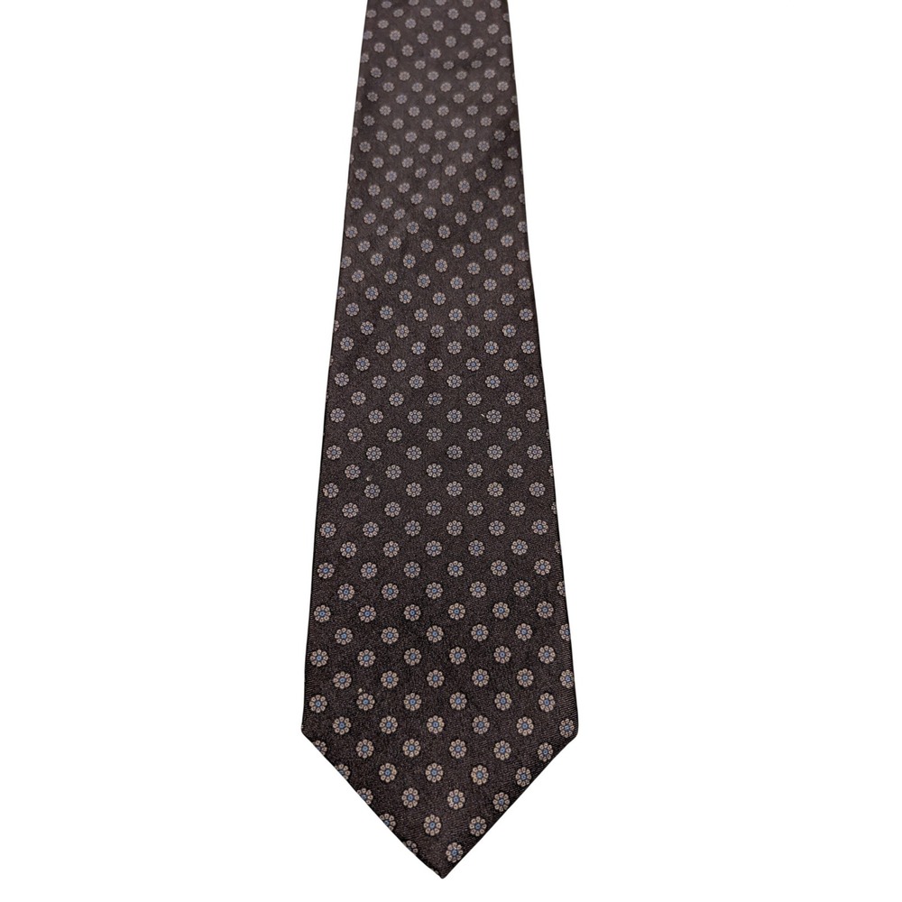Briar Tie Mens Brown Silk Pride of England‎ Floral Medallion Woven Made England